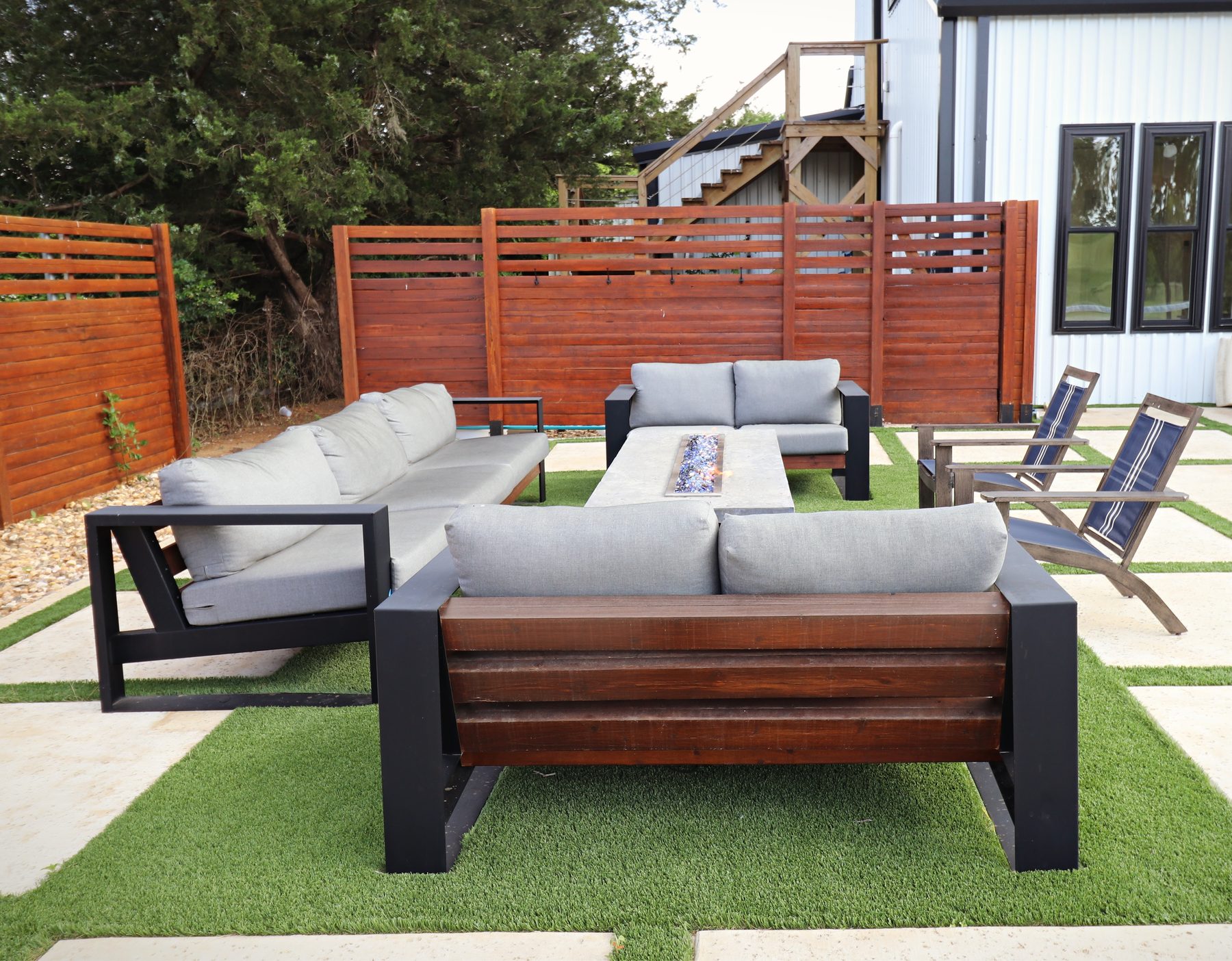 Outdoor seating with sectional couches